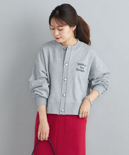+81BRANCA(ハチイチブランカ)の「81BRANCA:カレッジ スウェット カーディガン◇(カーディガン/ボレロ・レディース・ダークグレー/ライトグレー・ONE SIZE)」の9枚目の写真
