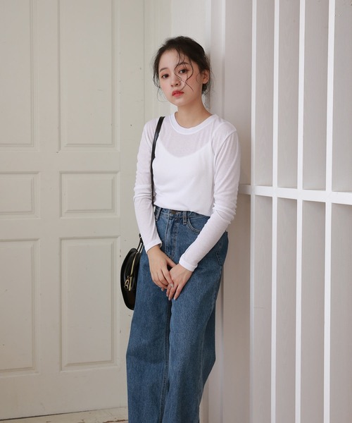 Isn't She?(イズントシー)の「ベーシッククルーネックTシャツ(Tシャツ/カットソー・レディース・ブラック系/ベージュ/ホワイト・FREE)」の9枚目の写真