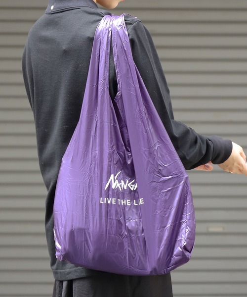 NANGA（ナンガ）の「NANGA/ナンガ POKETABLE ECO BAG(LIVE THE LIFE) リップストップナイロン エコバッグ 2026年春夏（エコバッグ/サブバッグ・メンズ・アッシュブラウン/ブラック/パープル/ネイビー/レッド/ライトブラウン/ライム/グレー/ライトパープル/ライトオリーブ/ブルー・FREE）」の9枚目の写真