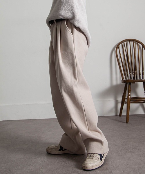 NILWAY（ニルウェイ）の「1タックウールライクワイドストレートパンツ（その他パンツ・メンズ・オリーブ/ブラック/アイボリー・LARGE/SMALL/MEDIUM）」の13枚目の写真