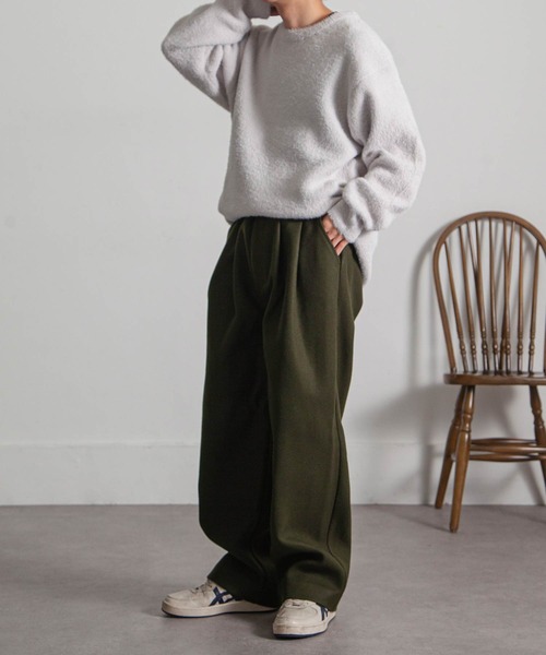 NILWAY（ニルウェイ）の「1タックウールライクワイドストレートパンツ（その他パンツ・メンズ・オリーブ/ブラック/アイボリー・LARGE/SMALL/MEDIUM）」の16枚目の写真