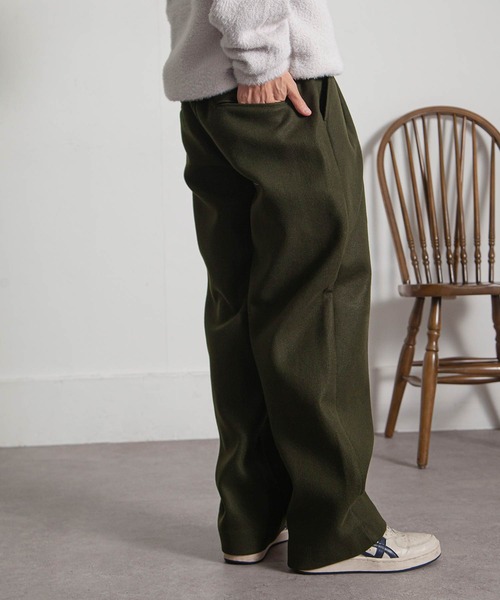 NILWAY（ニルウェイ）の「1タックウールライクワイドストレートパンツ（その他パンツ・メンズ・オリーブ/ブラック/アイボリー・LARGE/SMALL/MEDIUM）」の15枚目の写真