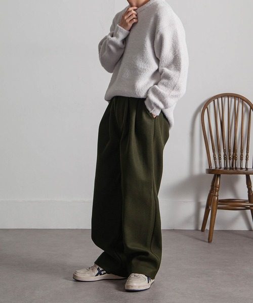 NILWAY（ニルウェイ）の「1タックウールライクワイドストレートパンツ（その他パンツ・メンズ・オリーブ/ブラック/アイボリー・LARGE/SMALL/MEDIUM）」の17枚目の写真