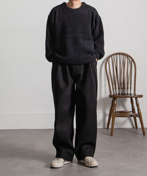 NILWAY（ニルウェイ）の「1タックウールライクワイドストレートパンツ（その他パンツ・メンズ・オリーブ/ブラック/アイボリー・LARGE/SMALL/MEDIUM）」の18枚目の写真