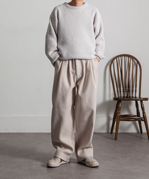 NILWAY（ニルウェイ）の「1タックウールライクワイドストレートパンツ（その他パンツ・メンズ・オリーブ/ブラック/アイボリー・LARGE/SMALL/MEDIUM）」の11枚目の写真