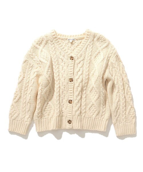 SHOO・LA・RUE（シューラルー）の「【110-140cm】ケーブルニットカーデ（カーディガン/ボレロ・キッズ・ブラウン系/アイボリー・14/13/12/11）」の2枚目の写真