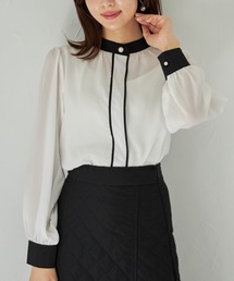 tocco closet | 【ZOZO限定】パール釦付き配色スタンドカラーブラウス(シャツ/ブラウス)