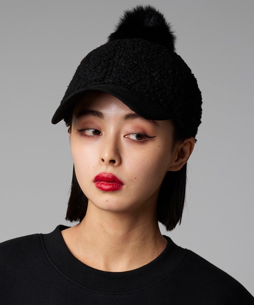 Narcissus（ナルシス）の「【Narcissus】ポンポンキャップ（キャップ・レディース・ベージュ/ブラック・FREE）」の2枚目の写真