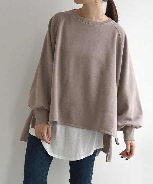 and it_（アンドイット）の「ボリュームスリーブゆる裏起毛プルオーバー（スウェット・レディース・パープル/アイボリー/ピンク/ブラック/モカ・M）」の7枚目の写真