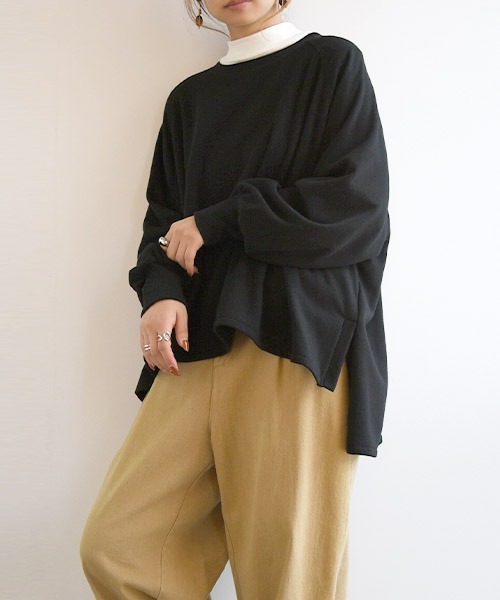 and it_（アンドイット）の「ボリュームスリーブゆる裏起毛プルオーバー（スウェット・レディース・パープル/アイボリー/ピンク/ブラック/モカ・M）」の18枚目の写真