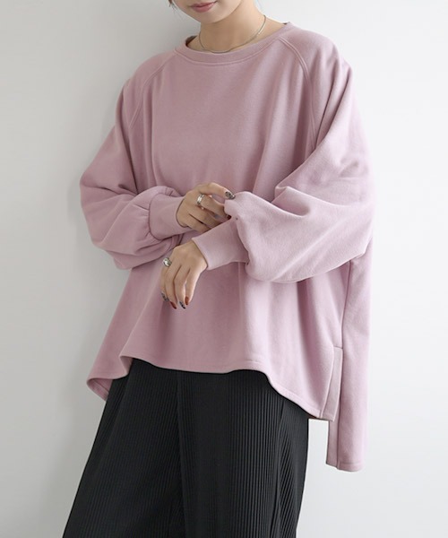 and it_（アンドイット）の「ボリュームスリーブゆる裏起毛プルオーバー（スウェット・レディース・パープル/アイボリー/ピンク/ブラック/モカ・M）」の19枚目の写真