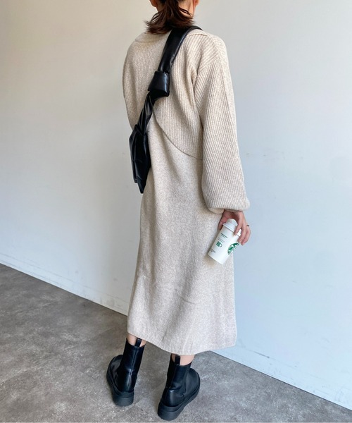 CPCM（シーピーシーエム）の「もちもちニットセットワンピース（ワンピース・レディース・サックスブルー/カーキ/ブラック/アイボリー・FREE）」の17枚目の写真