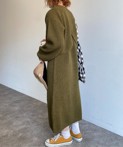 CPCM（シーピーシーエム）の「もちもちニットセットワンピース（ワンピース・レディース・サックスブルー/カーキ/ブラック/アイボリー・FREE）」の10枚目の写真