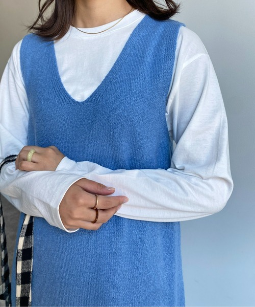 CPCM（シーピーシーエム）の「もちもちニットセットワンピース（ワンピース・レディース・サックスブルー/カーキ/ブラック/アイボリー・FREE）」の8枚目の写真