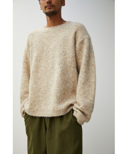 AZUL by moussy（アズールバイマウジー）の「BOUCLE COMFORTABLE KNIT/ブークレコンフォータブルニット（ニット/セーター・メンズ・ネイビー/ライトベージュ/キャメル・LARGE/MEDIUM）」の2枚目の写真