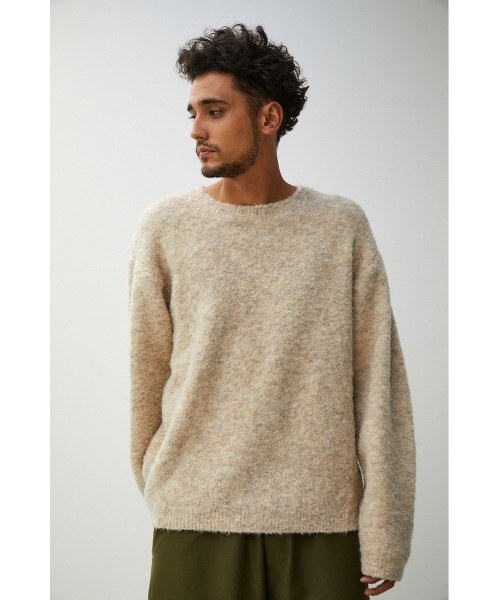 AZUL by moussy（アズールバイマウジー）の「BOUCLE COMFORTABLE KNIT/ブークレコンフォータブルニット（ニット/セーター・メンズ・ネイビー/ライトベージュ/キャメル・LARGE/MEDIUM）」の4枚目の写真
