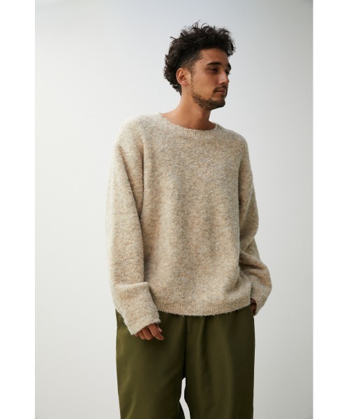 AZUL by moussy（アズールバイマウジー）の「BOUCLE COMFORTABLE KNIT/ブークレコンフォータブルニット（ニット/セーター・メンズ・ネイビー/ライトベージュ/キャメル・LARGE/MEDIUM）」の5枚目の写真