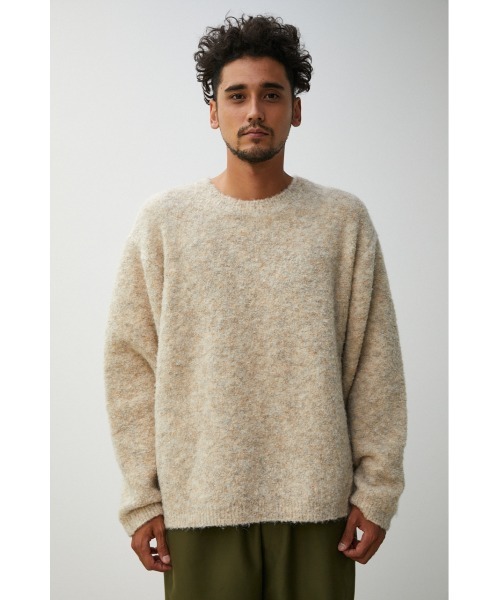 AZUL by moussy（アズールバイマウジー）の「BOUCLE COMFORTABLE KNIT/ブークレコンフォータブルニット（ニット/セーター・メンズ・ネイビー/ライトベージュ/キャメル・LARGE/MEDIUM）」の7枚目の写真