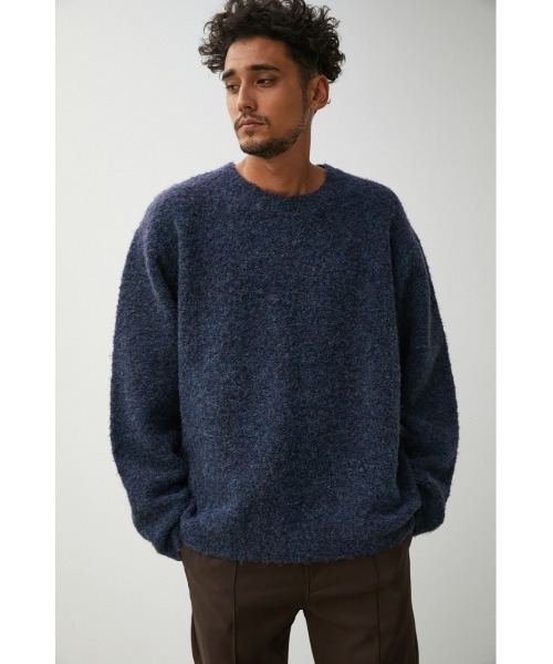 AZUL by moussy（アズールバイマウジー）の「BOUCLE COMFORTABLE KNIT/ブークレコンフォータブルニット（ニット/セーター・メンズ・ネイビー/ライトベージュ/キャメル・LARGE/MEDIUM）」の14枚目の写真