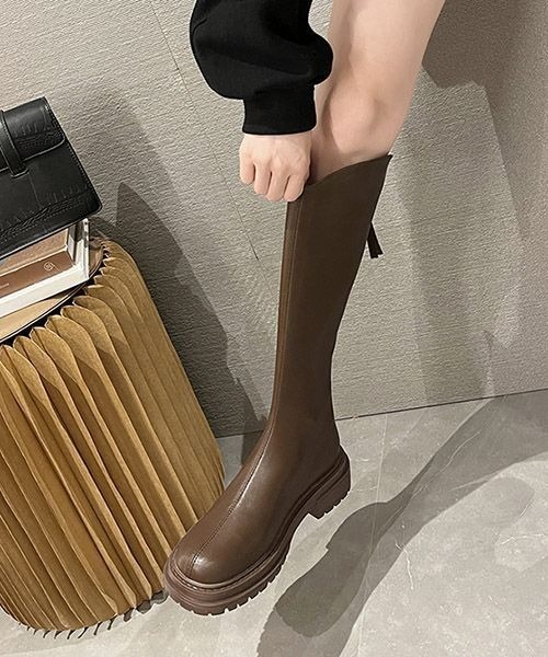 AMELY(エミリー)の「Vカットロングブーツ(ブーツ・レディース・アイボリー/ブラック/ブラウン・36/39/40/38/37/35)」の10枚目の写真