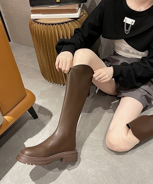 AMELY(エミリー)の「Vカットロングブーツ(ブーツ・レディース・アイボリー/ブラック/ブラウン・36/39/40/38/37/35)」の11枚目の写真