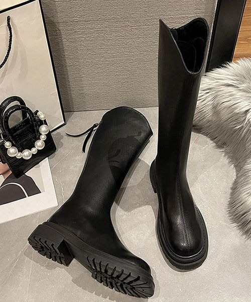 AMELY(エミリー)の「Vカットロングブーツ(ブーツ・レディース・アイボリー/ブラック/ブラウン・36/39/40/38/37/35)」の7枚目の写真