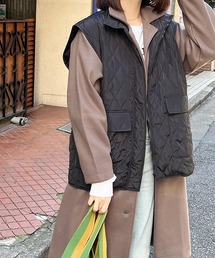 スタンドカラーキルティング中綿ベスト