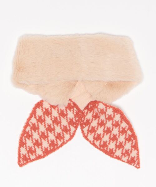 VIBGYOR Women(ヴィブジョー ウィメン)の「【resonance】もこもこ フェイクファー 千鳥格子柄 ティペット マフラー(マフラー・レディース・ホワイト系/ベージュ系/ベージュ系1/ブラウン系・FREE)」の6枚目の写真