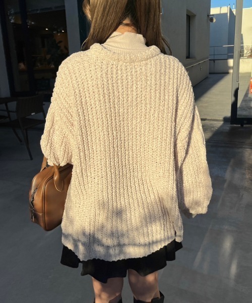 nemne store(ネンネストア)の「【低身長用サイズあり】ネックウォーマー付きロングモールニットプルオーバー(ニット/セーター・レディース・アイボリー/グリーン/ピンク・SMALL/MEDIUM)」の6枚目の写真