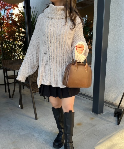 nemne store(ネンネストア)の「【低身長用サイズあり】ネックウォーマー付きロングモールニットプルオーバー(ニット/セーター・レディース・アイボリー/グリーン/ピンク・SMALL/MEDIUM)」の7枚目の写真