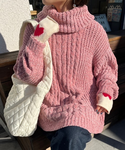 nemne store(ネンネストア)の「【低身長用サイズあり】ネックウォーマー付きロングモールニットプルオーバー(ニット/セーター・レディース・アイボリー/グリーン/ピンク・SMALL/MEDIUM)」の22枚目の写真