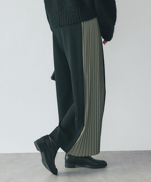 セール】切り替えのプリーツが映える/サイドプリーツパンツ