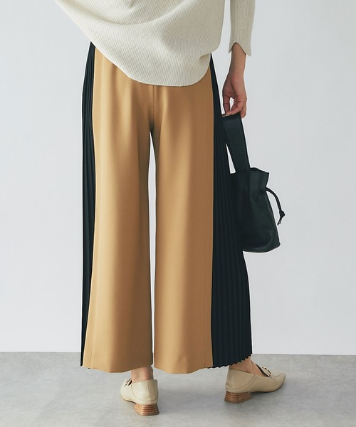 セール】切り替えのプリーツが映える/サイドプリーツパンツ