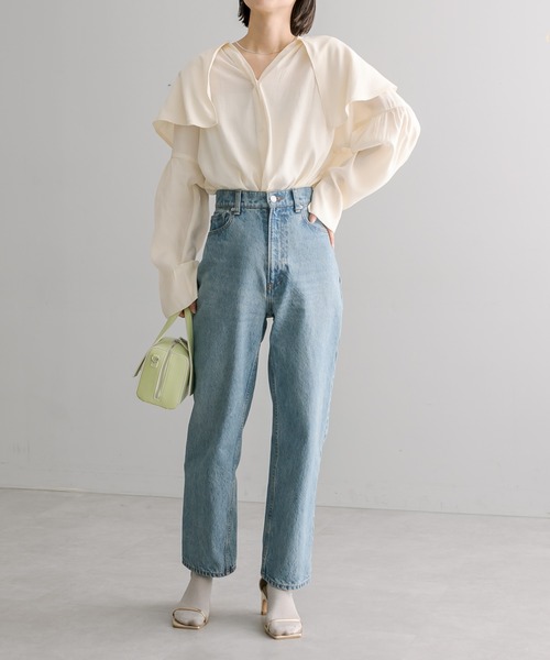 mystic（ミスティック）の「ラッフルカラーシャツ（シャツ/ブラウス・レディース・アイボリー/ブラック/ブルー・FREE）」の5枚目の写真