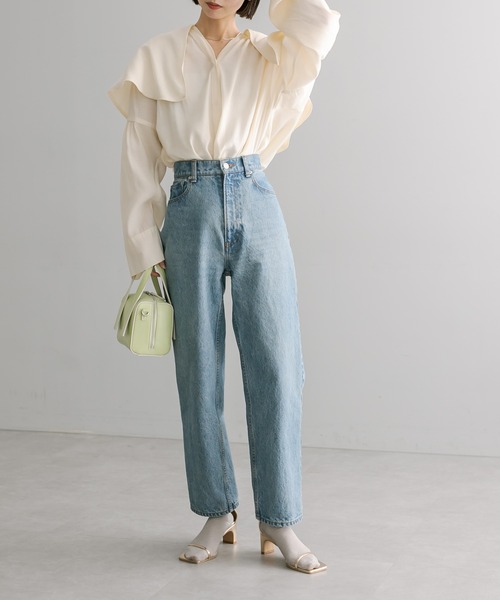 mystic（ミスティック）の「ラッフルカラーシャツ（シャツ/ブラウス・レディース・アイボリー/ブラック/ブルー・FREE）」の8枚目の写真