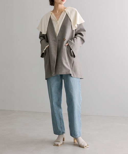 mystic（ミスティック）の「ラッフルカラーシャツ（シャツ/ブラウス・レディース・アイボリー/ブラック/ブルー・FREE）」の14枚目の写真