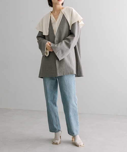 mystic（ミスティック）の「ラッフルカラーシャツ（シャツ/ブラウス・レディース・アイボリー/ブラック/ブルー・FREE）」の15枚目の写真