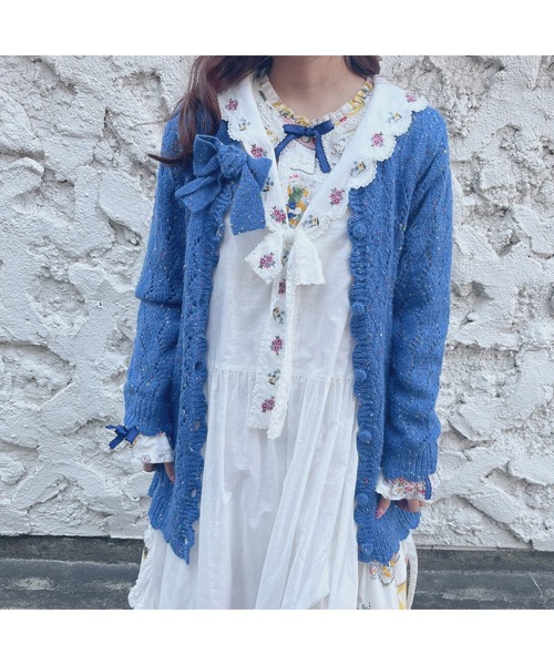 ピンクハウス くすみ水色 バラ刺繍使い 綿ローンフード付きタブリエ ピンクハウス くすみ水色 バラ刺繍使い 綿ローンフード付き
