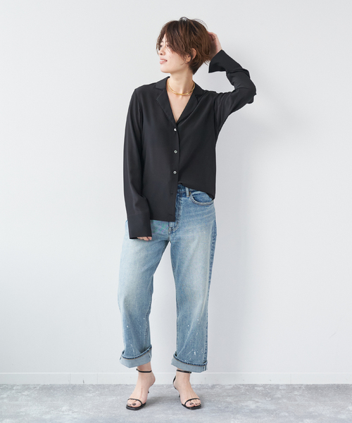 セール】Silk open collar ブラウス（シャツ/ブラウス）｜Plage