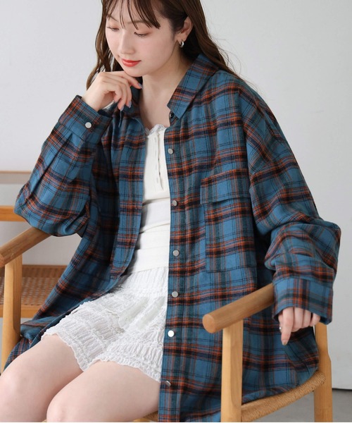 セール】【ZOZO限定アイテム】デニム×チェックBIGシャツジャケット