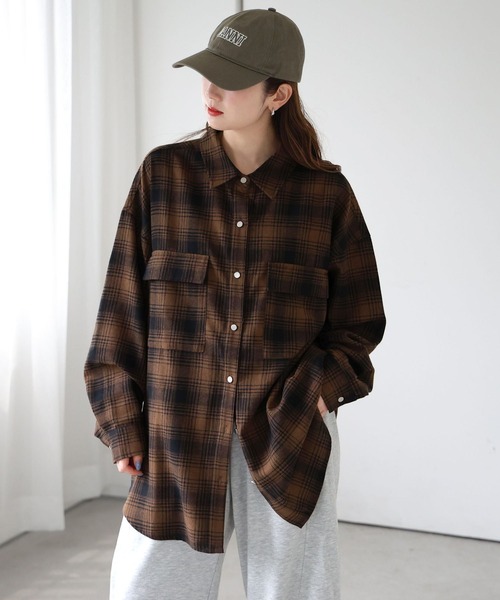 tiptop(ティップトップ)の「【ZOZO限定アイテム】デニム×チェックBIGシャツジャケット(シャツ/ブラウス・レディース・ネイビー/サックスブルー/ブラック/ブラウン系その他/ブラック系その他/ホワイト系その他/ブルー系その他/ブルー系その他2/ブラウン系その他2・FREE)」の11枚目の写真