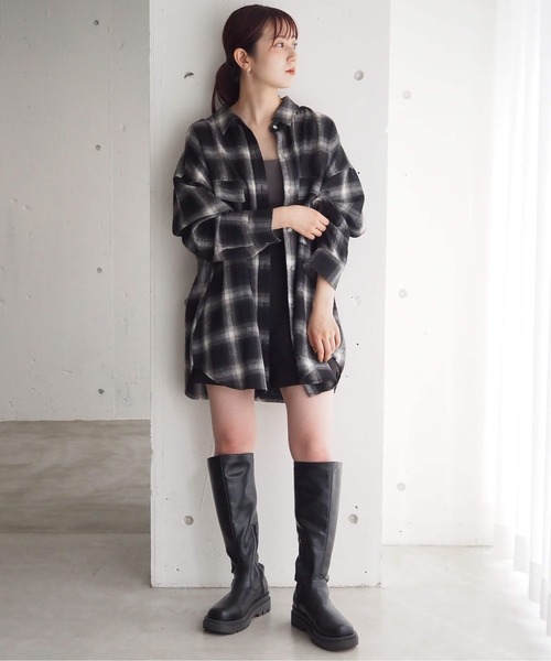 セール】【ZOZO限定アイテム】デニム×チェックBIGシャツ
