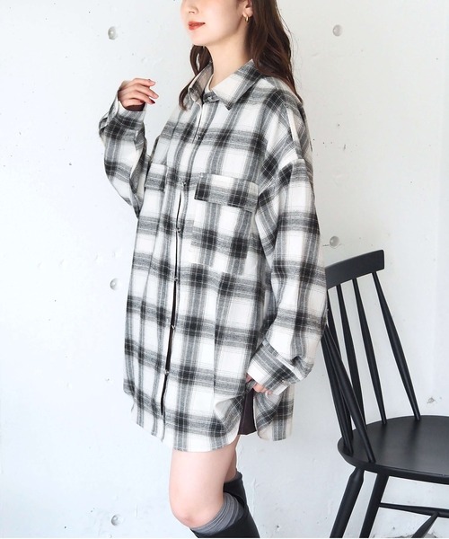 セール】【ZOZO限定アイテム】デニム×チェックBIGシャツジャケット