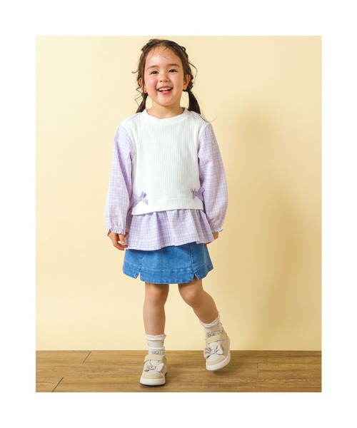 SLAP SLIP(スラップスリップ)の「SLAPSLIP/タブハート飾りツイルデニムスカパン(90~130cm)(その他パンツ・キッズ・ピンク/ブルー・100/130/110/90/120)」の15枚目の写真