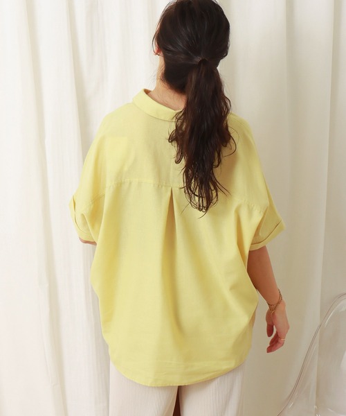 libelle more（リベル モア）の「《吸水速乾・UVカット・抗菌防臭》フレンチリネン　シャツカラー半袖ドルマンブラウス（シャツ/ブラウス・レディース・レモンイエロー/オレンジ/オフホワイト/スミクロ/ブルーグリーン・M/L）」の22枚目の写真