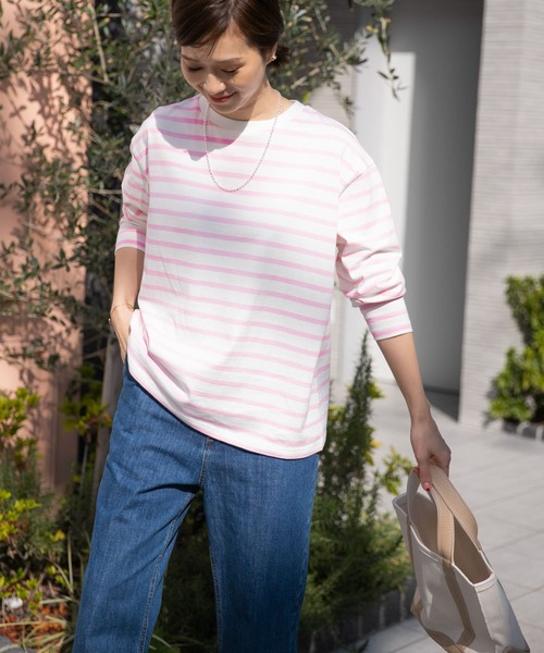 URBAN RESEARCH DOORS（アーバンリサーチドアーズ）の「ボーダーワイドプルオーバー（Tシャツ/カットソー・レディース・ピンク/ネイビー/イエロー/ブルー・MEDIUM）」の21枚目の写真