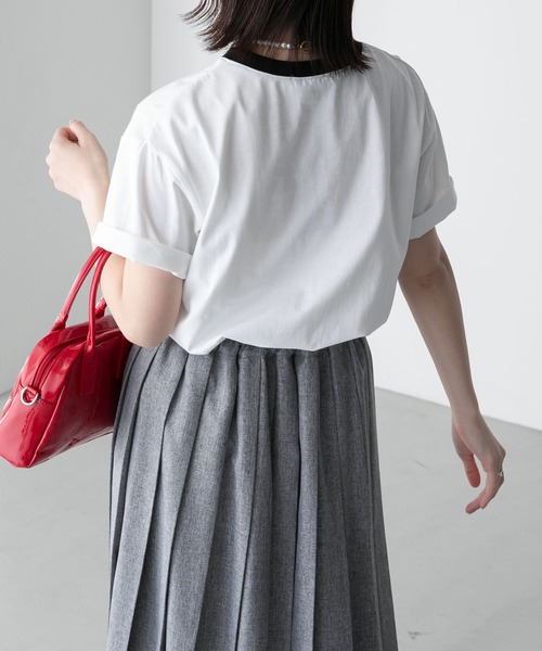 BONLECILL（ボンルシール）の「【JAMMINコラボ】BEARモチーフ リンガー配色プリント半袖Tシャツ（Tシャツ/カットソー・レディース・オフホワイト/ピンク/オートミール/ブルー/ブラック・FREE）」の9枚目の写真