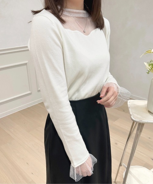 apres jour（アプレジュール）の「シアーハートネックプルオーバー【ZOZOTOWN限定アイテム】（ニット/セーター・レディース・サックスブルー/ブラック/オフホワイト・X-LARGE/フリー）」の20枚目の写真