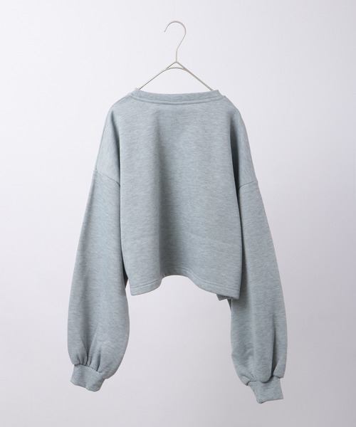 spiritoso（スピリトーゾ）の「spiritoso 怪獣カップルプリントクロップド裏起毛トップス（スウェット・レディース・杢グレー/オリーブ/ピンク・F）」の5枚目の写真