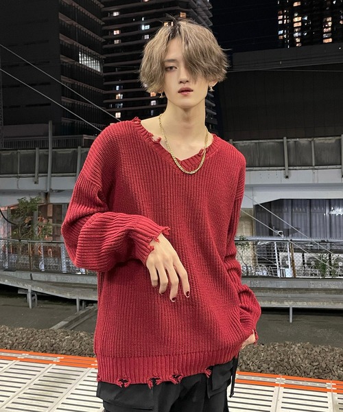 Espina（エスピナ）の「長袖ニット（ニット/セーター・メンズ・ワイン・MEDIUM）」の7枚目の写真